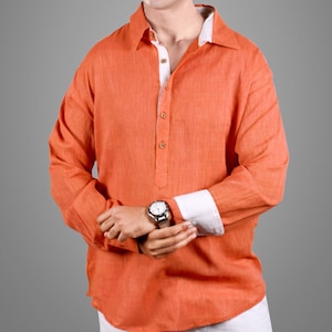 Camisa de algodón hecha a mano para hombre / Khadi / Ecológica / / Divine Ray - (1068-3)