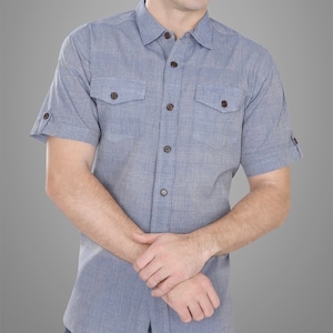 Camisa de algodón hecha a mano para hombre / Khadi / Ecológica / / Divine Ray - 1001