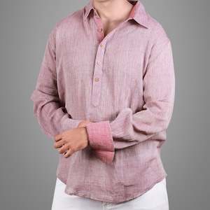 Camisa de algodón hecha a mano para hombre / Khadi / Ecológica / / Divine Ray - 1068-1
