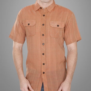 Camisa de algodón hecha a mano para hombre / Khadi / Ecológica / / Divine Ray - (1021)