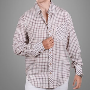 Camisa de algodón hecha a mano para hombre / Khadi / Ecológica / / Divine Ray - 1062