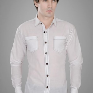 Camisa de algodón hecha a mano para hombre / Khadi / Ecológica / / Divine Ray - 1032