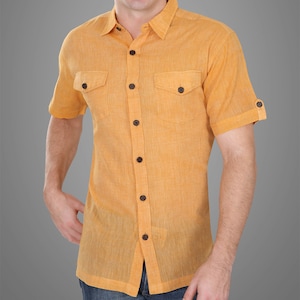 Camisa de algodón hecha a mano para hombre / Khadi / Ecológica / / Divine Ray - (1003)