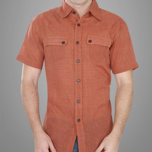 Camisa de algodón hecha a mano para hombre / Khadi / Ecológica / / Divine Ray - (1026)