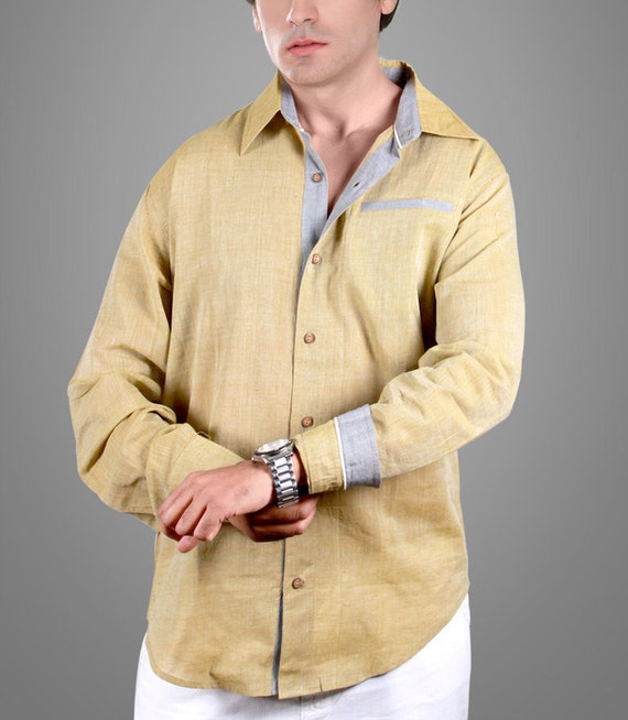 Mens Handmade Cotton Shirt Khadi Eco Friendly Divine Ray (1057-2)