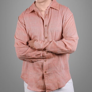 Camisa de algodón hecha a mano para hombre / Khadi / Ecológica / / Divine Ray - (1070-1)