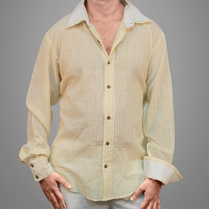 Camisa de algodón hecha a mano para hombre / Khadi / Ecológica / / Divine Ray - (1051)
