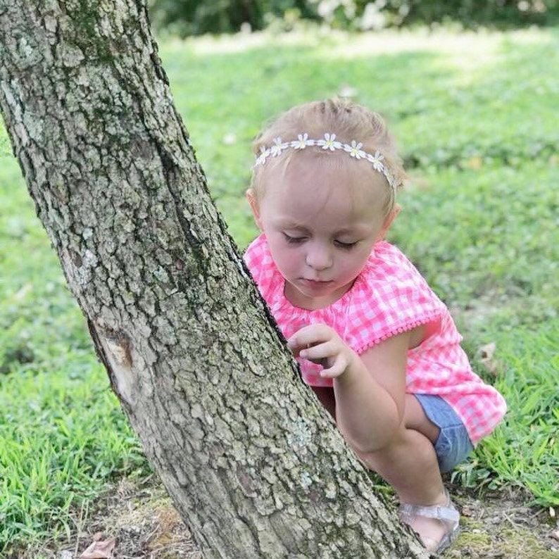 Newborn Flower Crown Baby Headband Newborn Headband Newborn Bow New Baby Flower Crown Daisy Flower Headband Daisy Headband