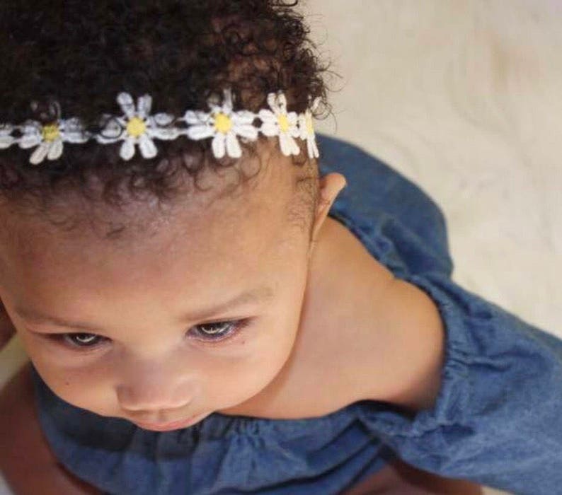 Newborn Flower Crown Baby Headband Newborn Headband Newborn Bow New Baby Flower Crown Daisy Flower Headband Daisy Headband