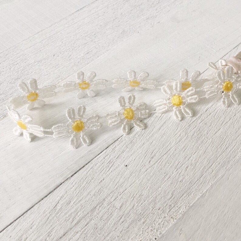 Newborn Flower Crown Baby Headband Newborn Headband Newborn Bow New Baby Flower Crown Daisy Flower Headband Daisy Headband