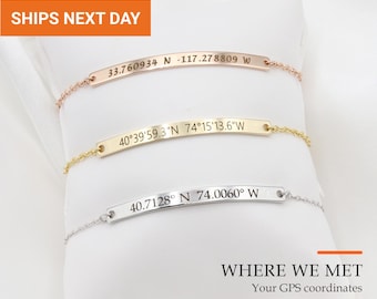 Bracelet personnalisé avec coordonnées, coordonnées GPS gravées, cadeau interurbain étanche, cadeau d'anniversaire pour petite amie, FB-20