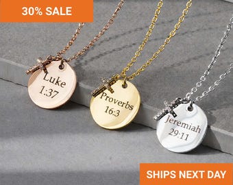 Christian Necklaces for Women, Custom Christian Bible Verse Necklace, Handmade Gifts for Mom, Dainty Religious Jewelry Birthday Gift, FN-189