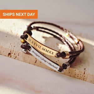 Classy Personalized Leather Bracelet for Women, Valentine Gift, Unisex, Custom Braided Friend Bracelet, FB-15