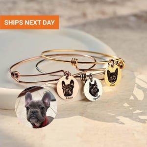 Unique Engraved Pet Portrait Bracelet · Pet Portrait Bangle · Pet Loss Bracelet · Pet Memorial Gifts · Custom Cat Portrait · Dog Mom, FB-54