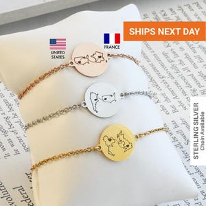 Bracelet pays personnalisé, couples longue distance, bracelet deux maisons, bracelet d'état, cadeau relation, cadeau carte du pays, FB-59