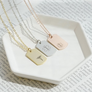 Personalized Medical ID Necklace, Autism Necklace, Dementia Necklace, Diabetic Necklace, Medical Jewelry, Medical Prescription Necklace image 2