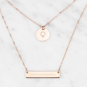 Delicate Layered Feminist Necklace, Women Empowerment Jewelry, Female, Feminist Gifts, FN-65 immagine 7