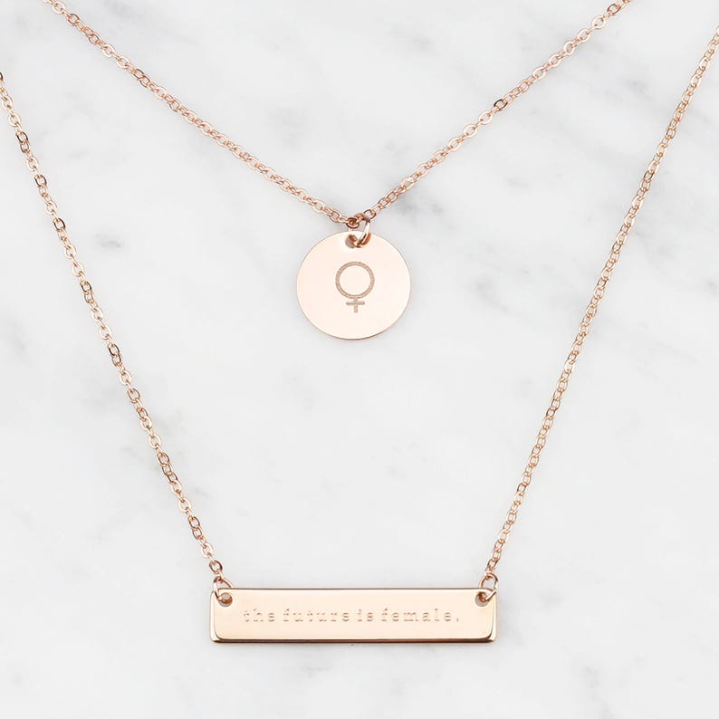 Delicate Layered Feminist Necklace, Women Empowerment Jewelry, Female, Feminist Gifts, FN-65 immagine 7