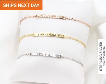Dainty Name Bracelets for Women, Custom Bracelet, Best Friend Bracelet, Mom Bracelet, Christian Jewelry, Engraved Bracelet, FB-31