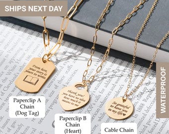 Personal Message Necklace, Custom Quotes Necklace, Custom Engraving Necklace, Text Necklace, Inspirational Quote, Gift For Her, FN-188