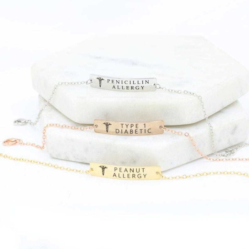 Personalized Medical Alert Bracelet Women, Engraved Medical ID Bracelet for Kids, Diabetic Autism Dementia Alzheimer Jewelry, FB-38 image 7
