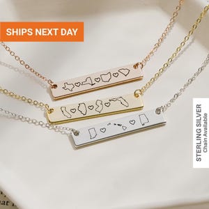 Sterling Silver State Outline Necklace: Long Distance Gift