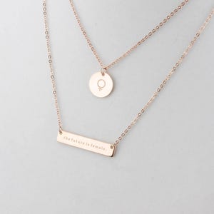 Personalized Feminist Necklace, Layered Women Empowerment Necklace Set, Female Empowerment Jewelry, Engraved Feminist Gift for Her, FN-65 image 5