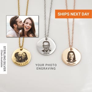 Unique Personalized Photo Necklace: Portrait Memorial Gifts, Sterling Silver, Picture Jewelry, Mothers Necklace, FN-163