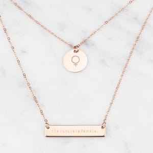 Personalized Feminist Necklace, Layered Women Empowerment Necklace Set, Female Empowerment Jewelry, Engraved Feminist Gift for Her, FN-65 image 7