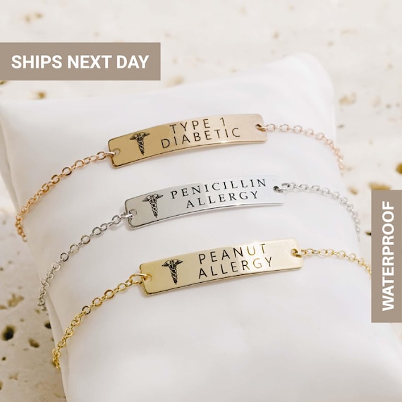 Personalized Medical Alert Bracelet Women, Autism Dementia Diabetic, Medical ID Bracelet, Medical Jewelry, Prescription Kid Bracelet, FB-38