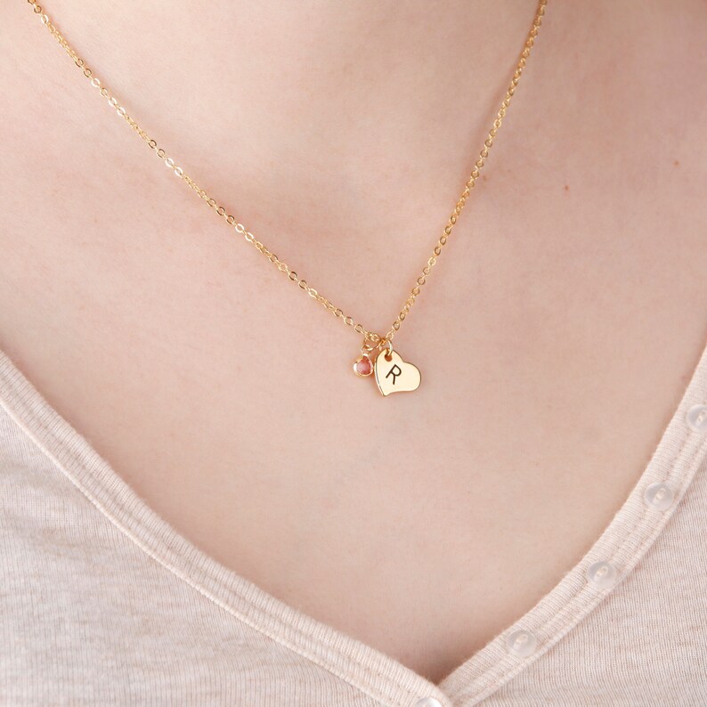 Heart Initial Necklace Best Friend Necklace Initial Pendant Etsy