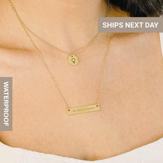 Delicate Layered Feminist Necklace, Women Empowerment Jewelry, Female, Feminist Gifts, FN-65