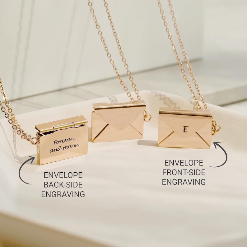 Secret Message Personalized Envelope Necklace, Hidden Message Necklace, Love Letter Necklace, Pouch Necklace for Mom, Locket Necklace,FN-171 image 5