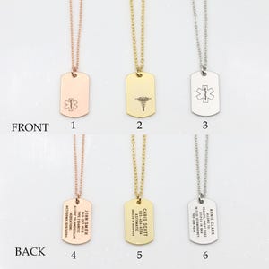 Personalized Medical ID Necklace, Autism Necklace, Dementia Necklace, Diabetic Necklace, Medical Jewelry, Medical Prescription Necklace image 4