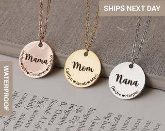 Engraved Mama Necklace • Grandma Gift • Personalized Godmother Jewelry • Grandmother Gift • Nana from Kids, FN-185
