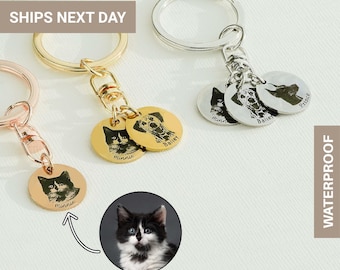 Unique Custom Dog Keychain, Personalized Portrait from Photo, Pet Memorial Gift for Dad, Cat Key Chain, Pet Keychain, FKC-34