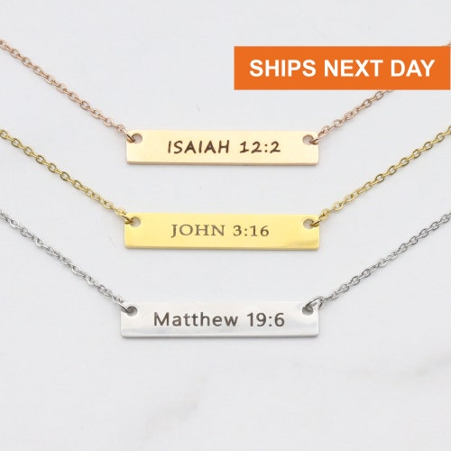 Custom Cross Necklace Bible Verse Necklace Christian Etsy