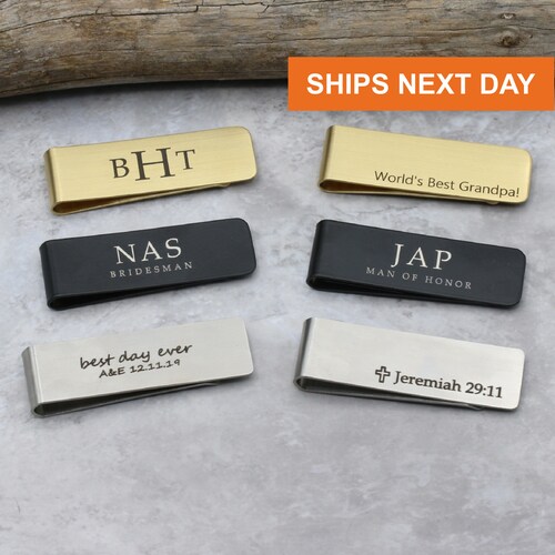 Personalized Money Clip Husband Gift Groomsmen Gift Anniversary Gift for Dad Money Clip For Husband Custom Engraved Money Clip FMOC-01