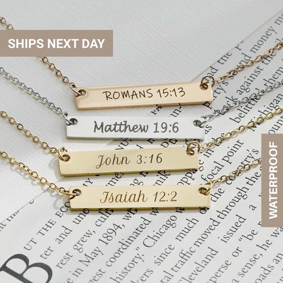 Dainty Custom Bible Verse Necklace Sterling Silver, Christian Necklace Gift for Mom, Christian Jewelry, Necklace for Mother, FN-08