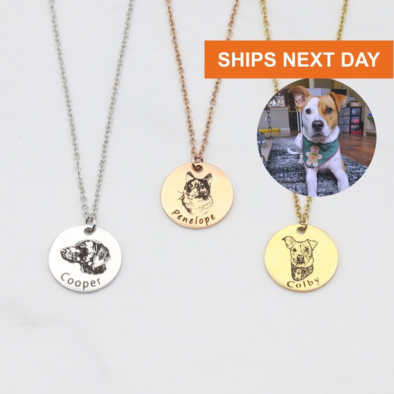 Custom Pet Portrait Necklace Pet Jewelry Dog Portrait Etsy