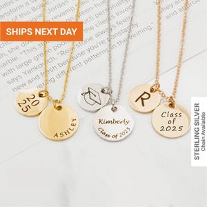 Custom Graduation Necklace Gift Sterling Silver, Customized High School Grads Gift for Girls College, Graduation Class of 2025, FN-09