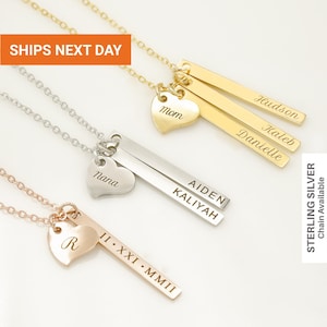 Delicado collar con nombre y letra grabados a medida en plata de ley, regalo para mamá, hija, novia, mejor amiga, familia, joyería con nombre y dije de corazón, FN-168
