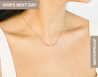 Custom Multi-Stone Necklace, Birthstone Necklace for Mom, Family Birthstone Necklace, Mother's Day Gift, FN-174