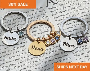 Birthstone Keychain for Mom, Mother's Day for Mother, Grandma, Birth Month Jewelry for New Mom, Grandma, Kids Name Keychain, FKC-37