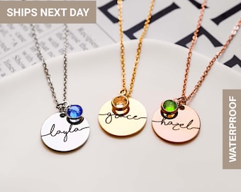 Dainty Personalized Birthstone Necklace for Women, Personalized Jewelry for Her, Birthstone Name Necklace, FN-172