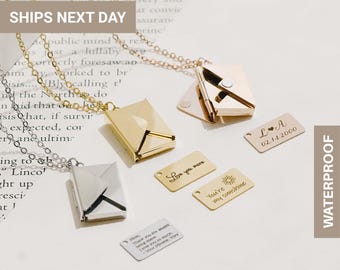 Secret Message Personalized Envelope Necklace, Hidden Message Necklace, Love Letter Necklace, Pouch Necklace for Mom, Locket Necklace,FN-171