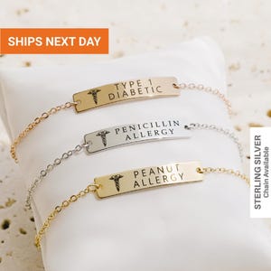 Dainty Personalized Medical Alert Bracelet Women, Autism, Dementia, Diabetic, Medical ID Bracelet, Medical Jewelry, FB-38
