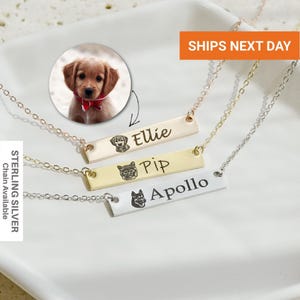Custom Pet Portrait Necklace: Sterling Silver Dog Mom Gift