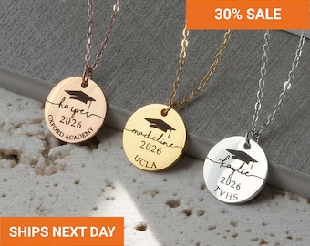 Custom Graduation Necklace, Name Necklace, College Graduation Gift for Women, BBF Gift, High School Grad Class of 2026, FN-186