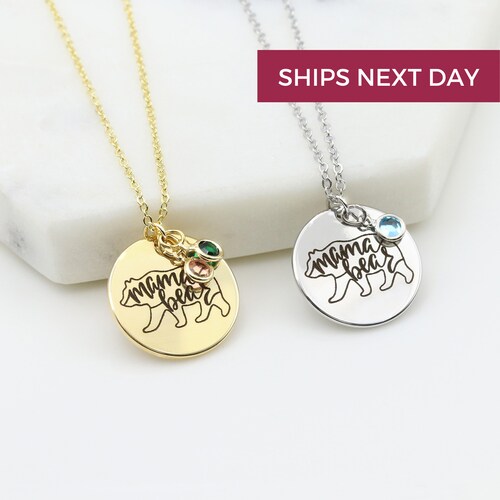 Mama Bear Necklace Birthstone Necklace 